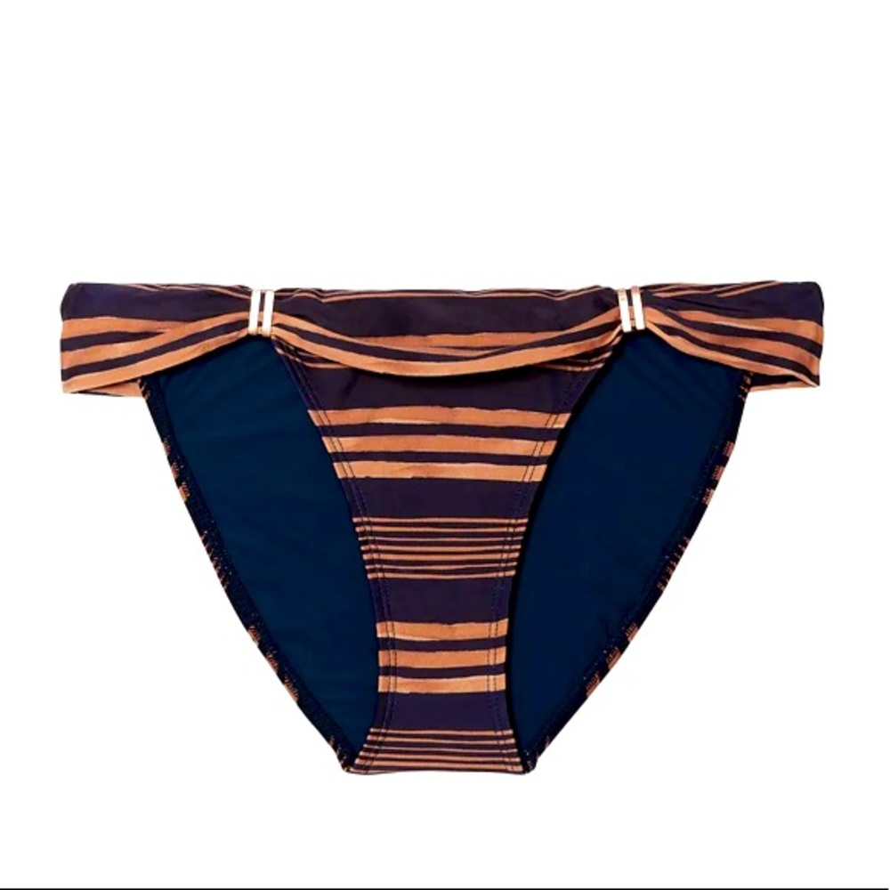 Vix Paula Hermanny Isabela Bia Gold & Blue Striped Bikini Brief Bottoms NWT XL - Picture 3 of 16